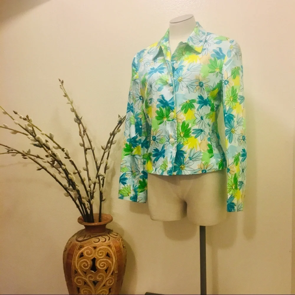 Jones New York Silk/Cotton Floral Light Jacket